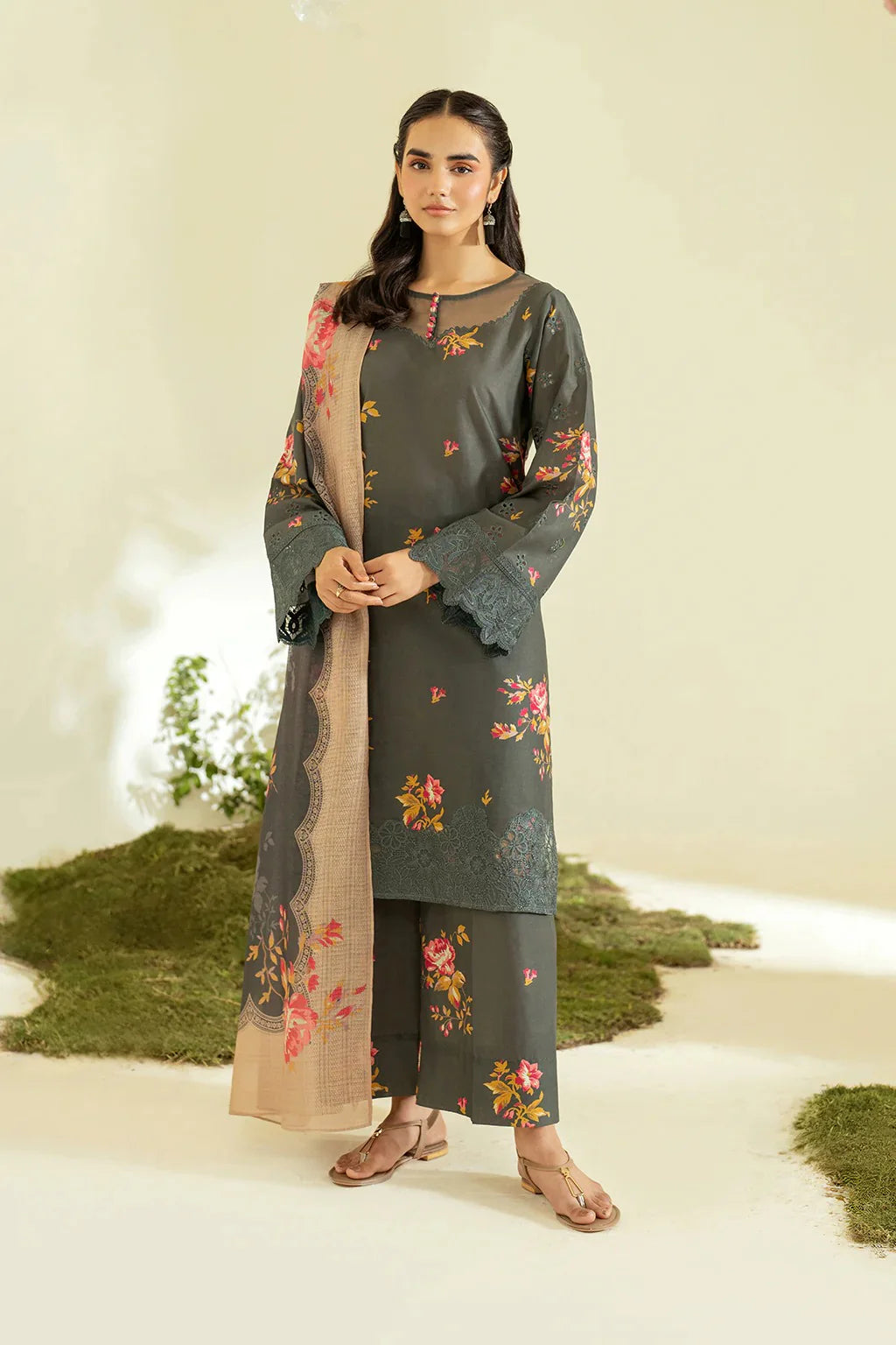 Iznik Luxury Linen Embroidered 3 piece Unstitched