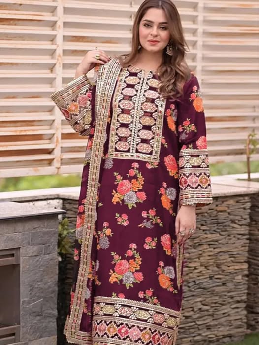 Aneela's Luxury Silk Emb Collection Digital Printed 3 Piece Unstitched