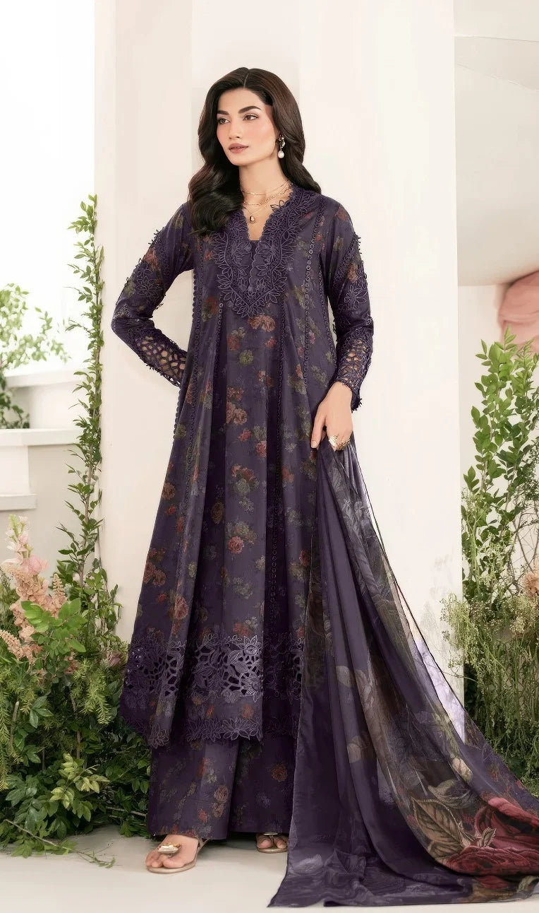 Iznik Luxury Linen Embroidered 3 piece Unstitched