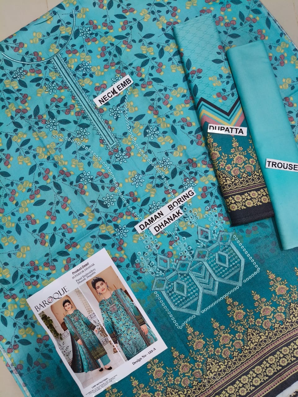 Broque superior Dhanak 3piece unstitched