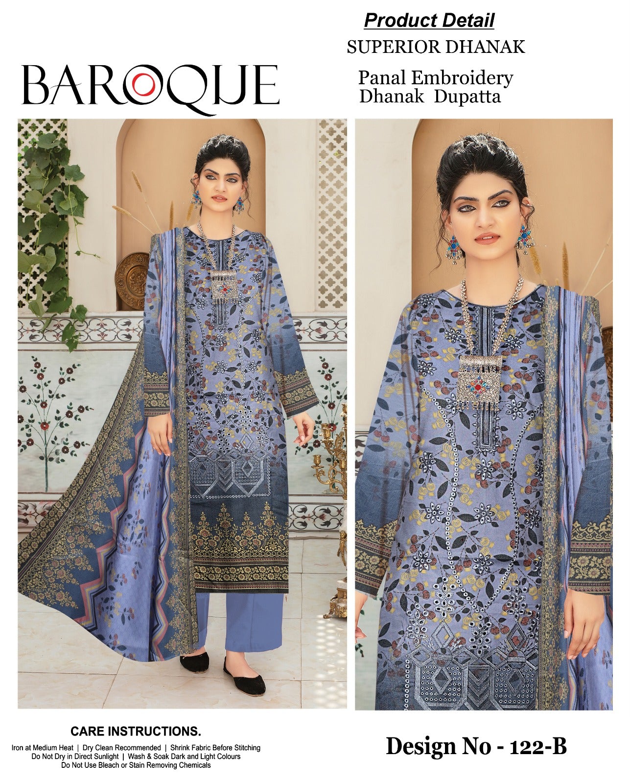 Broque superior Dhanak 3piece unstitched