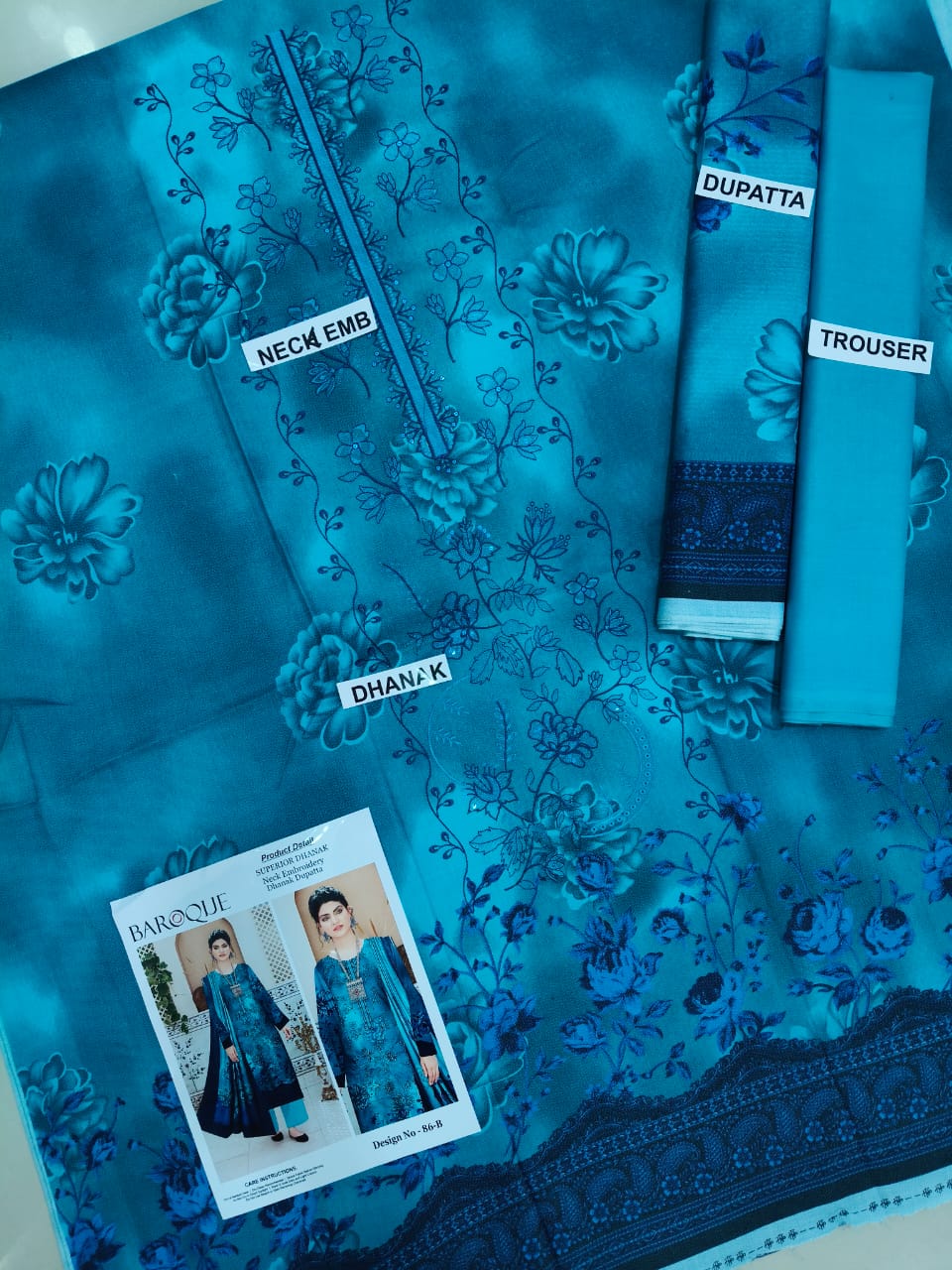 Broque superior Dhanak 3piece unstitched