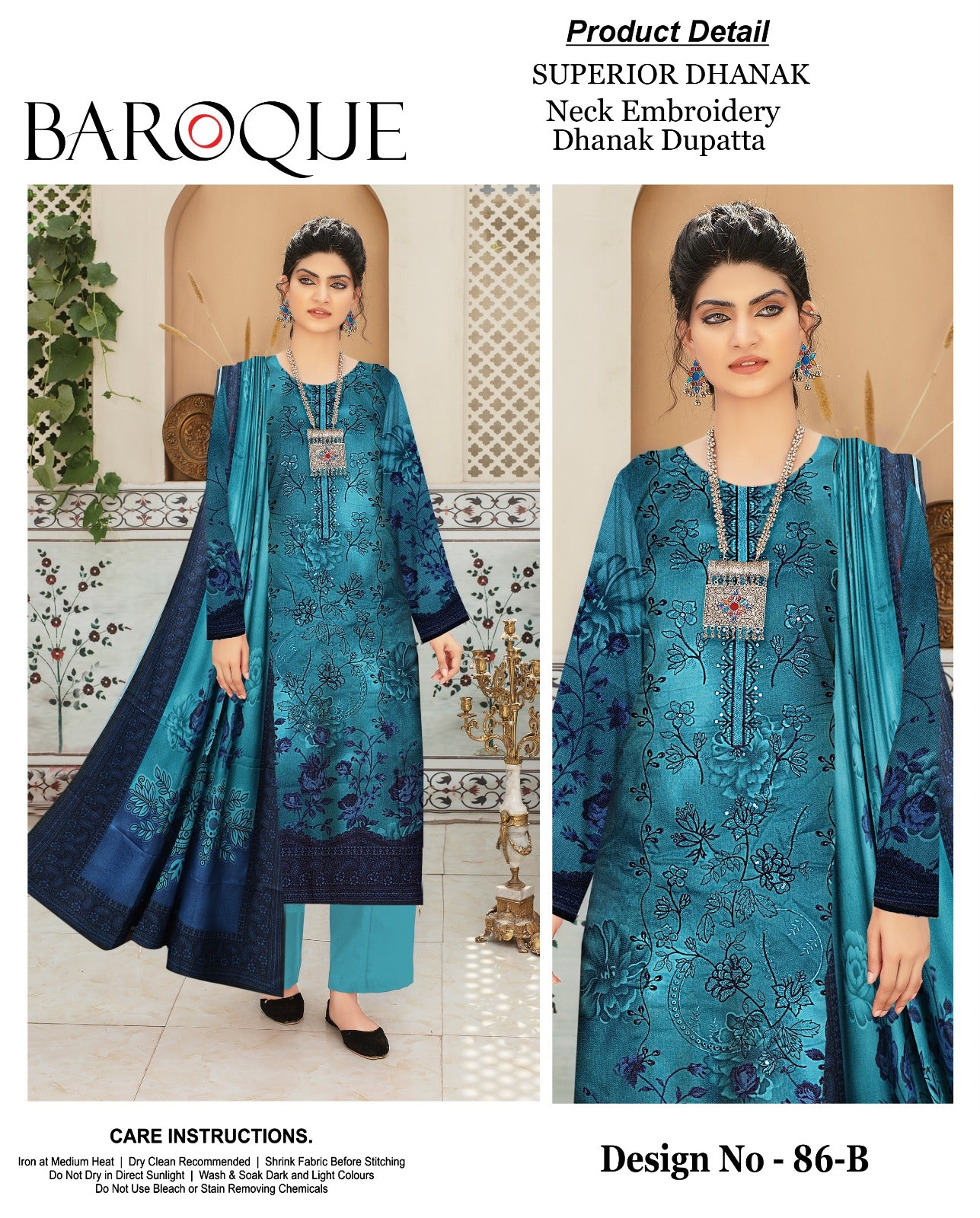 Broque superior Dhanak 3piece unstitched