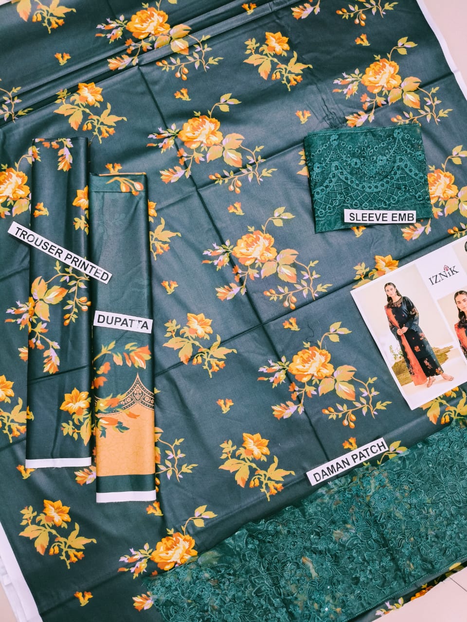 Iznik Luxury Linen Embroidered 3 piece Unstitched