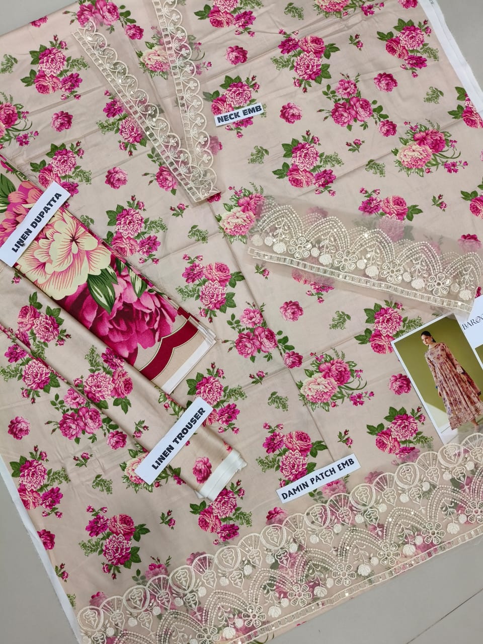 Baroque Linen Embroidered 3 Piece suit