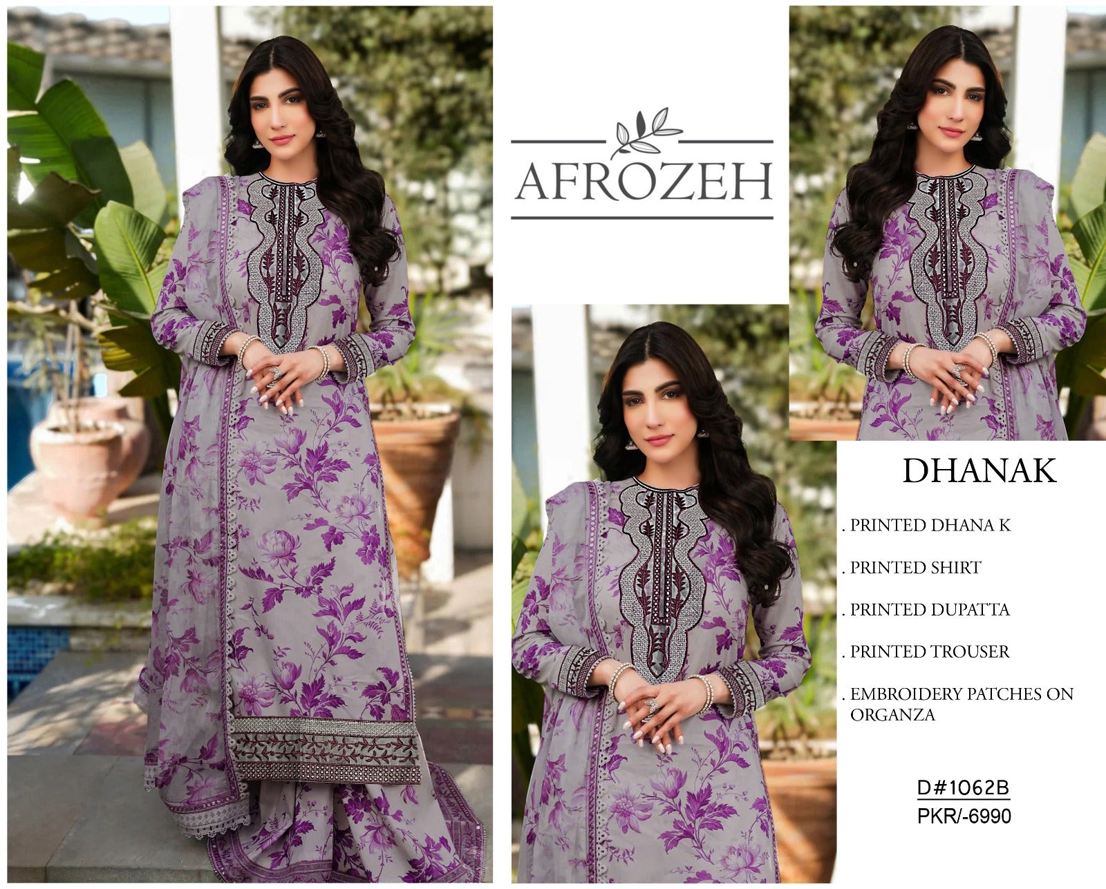 Afrozeh 3Pc Dhanak Suit with Chiffon Dupatta