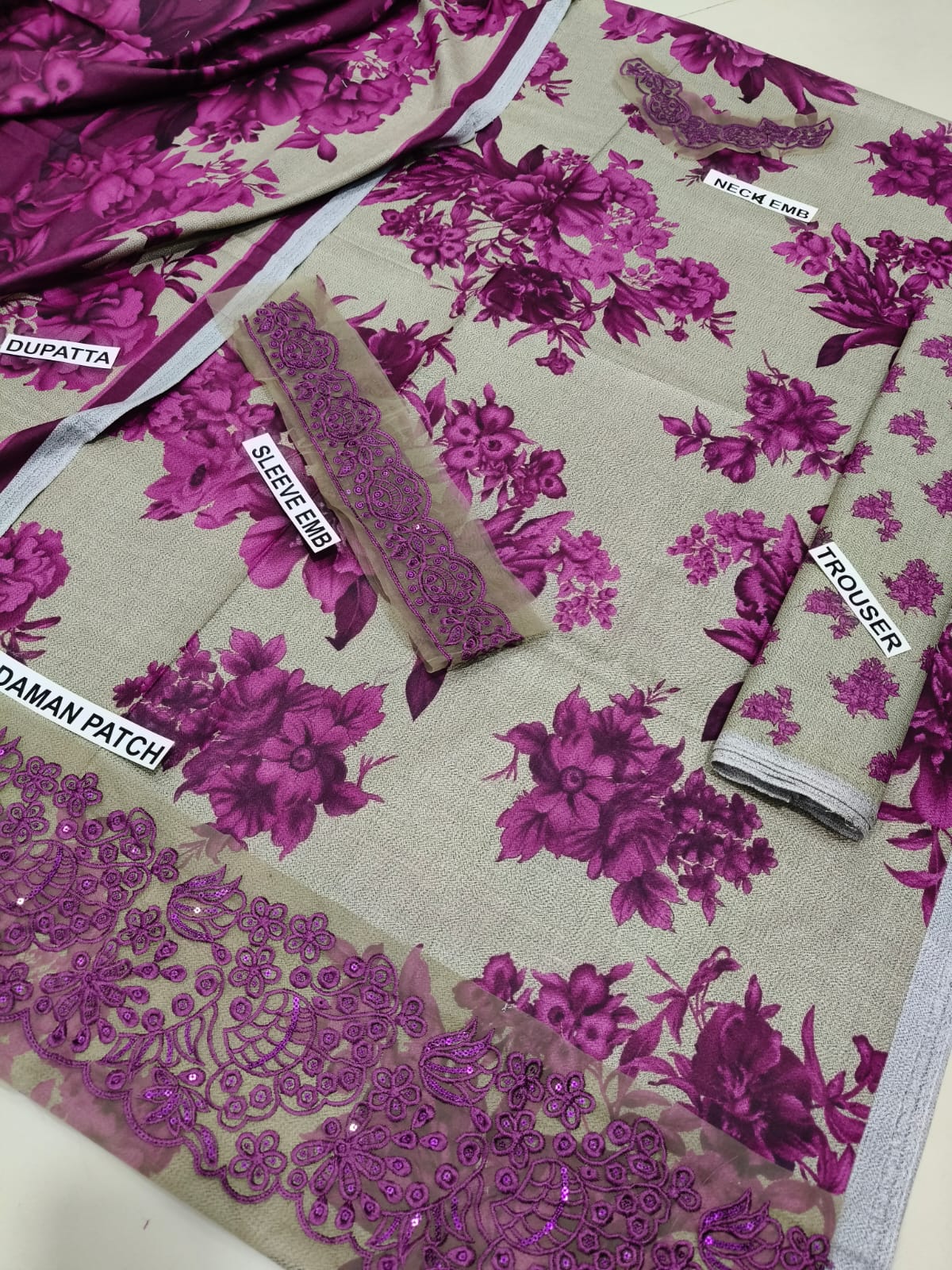 Iznik Superior Dhanak Panal Embroidery 3pc unstitched