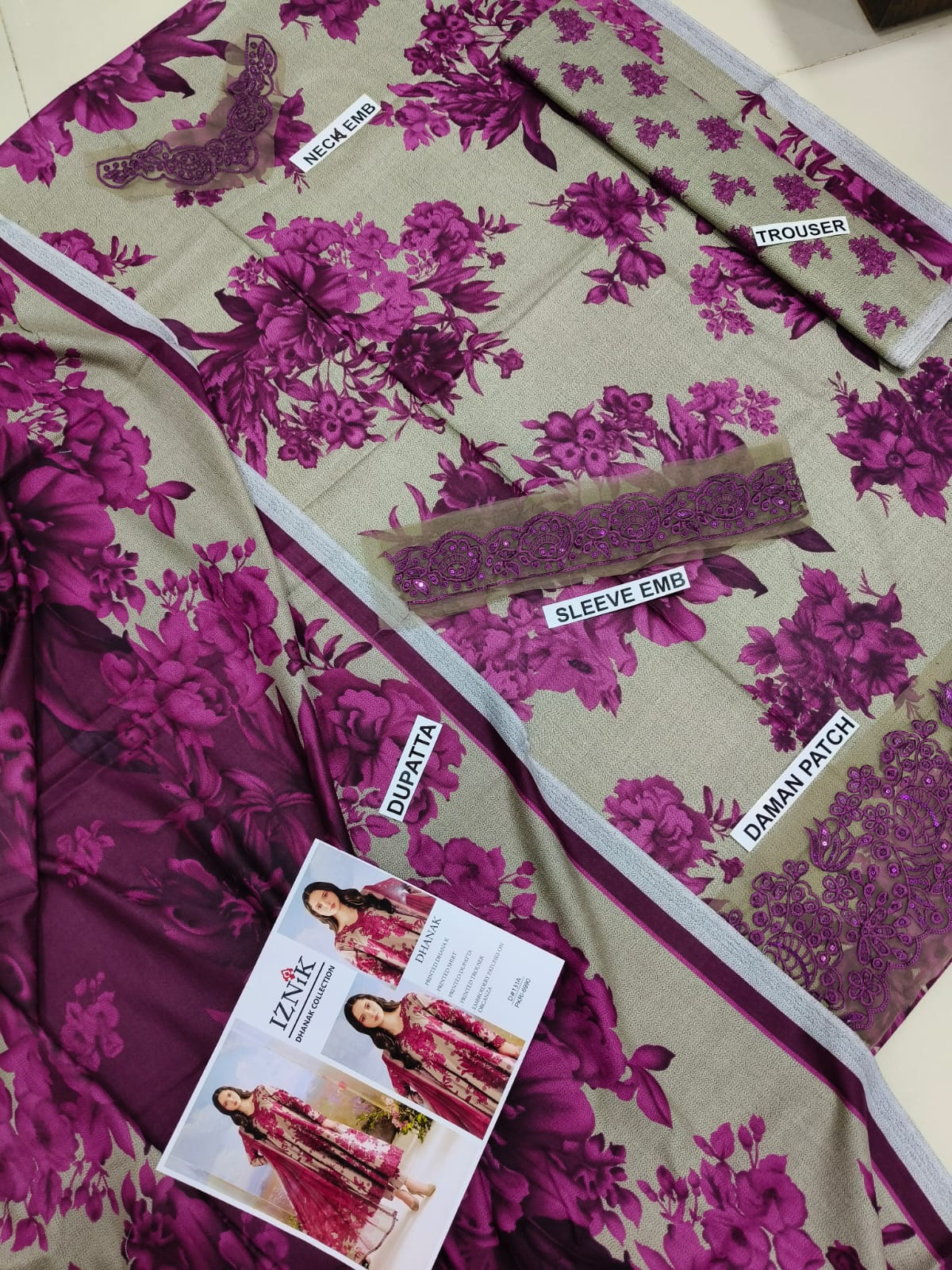 Iznik Superior Dhanak Panal Embroidery 3pc unstitched