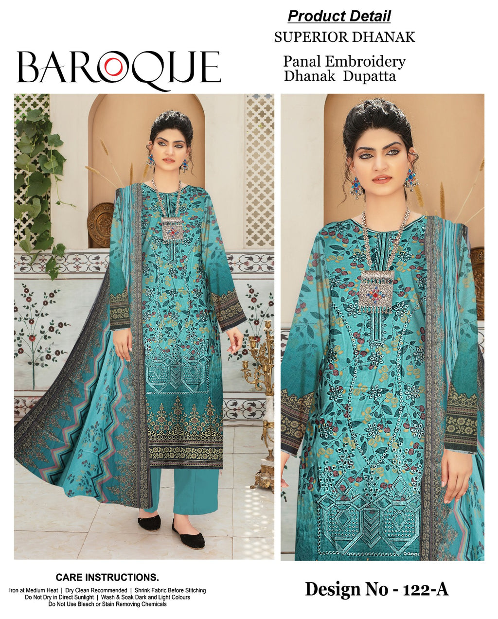 Broque superior Dhanak 3piece unstitched