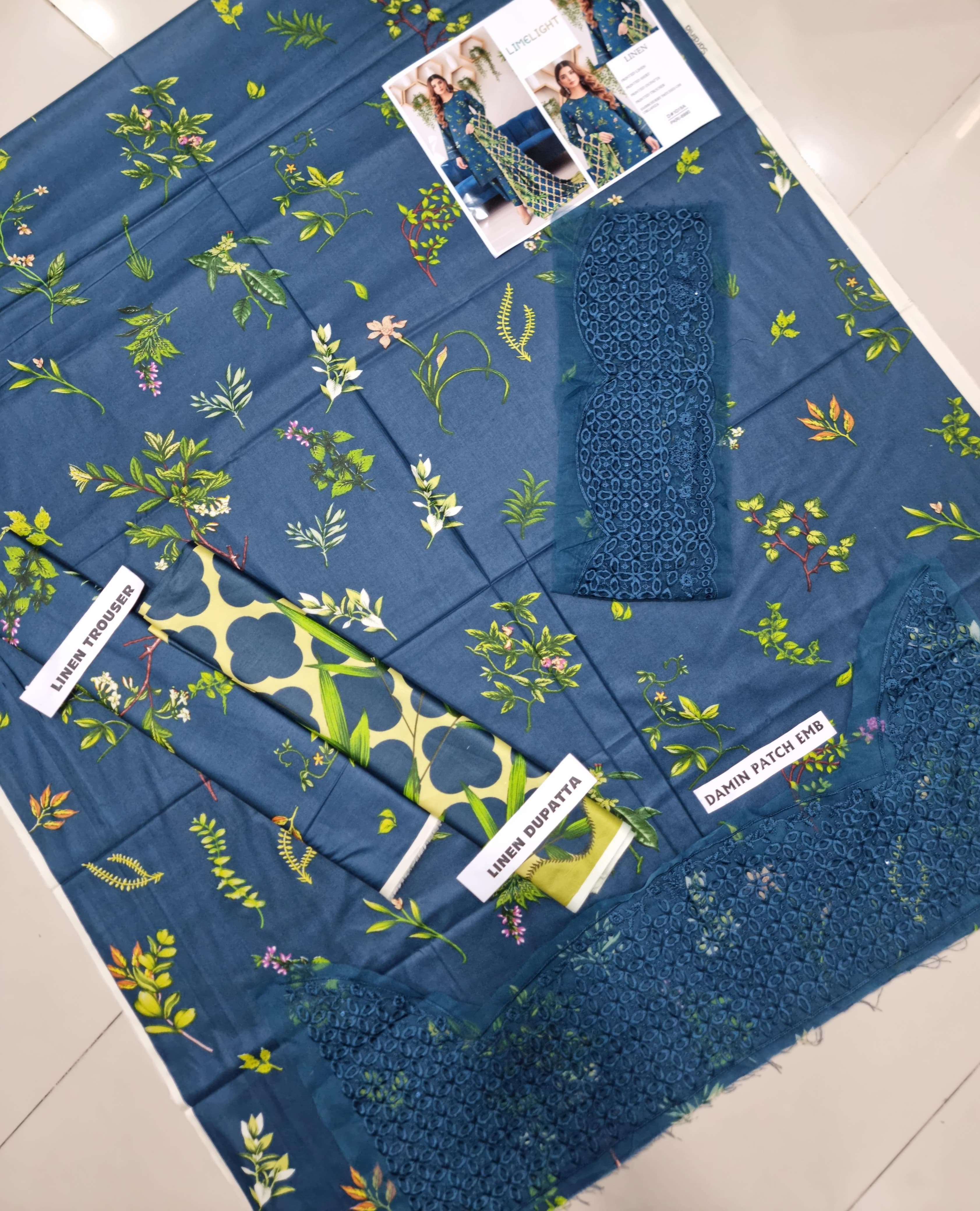 Limelight Linen Embroidered 3 Piece suit