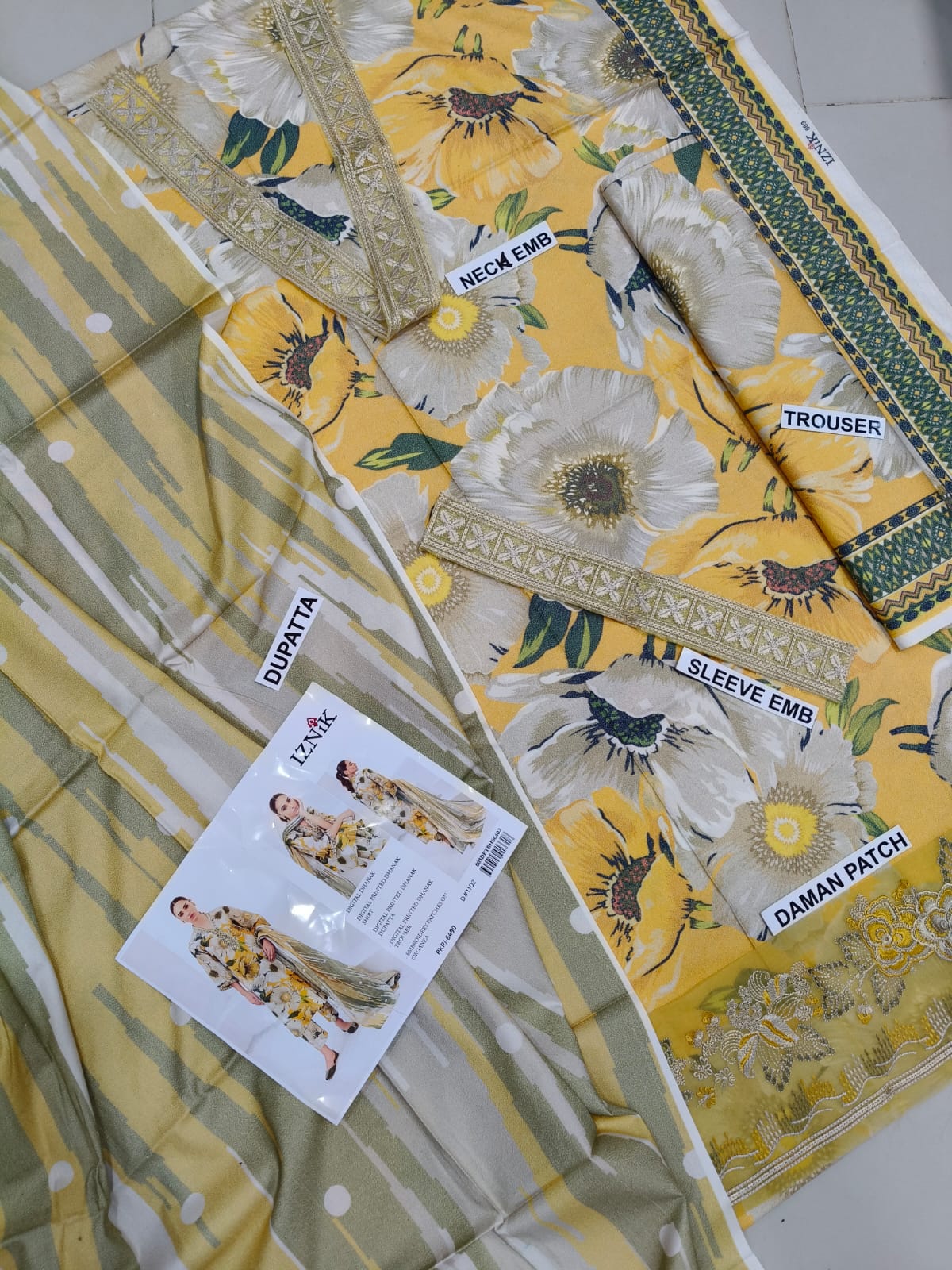 Iznik Luxury Dhanak Embroidered 3 piece Unstitched