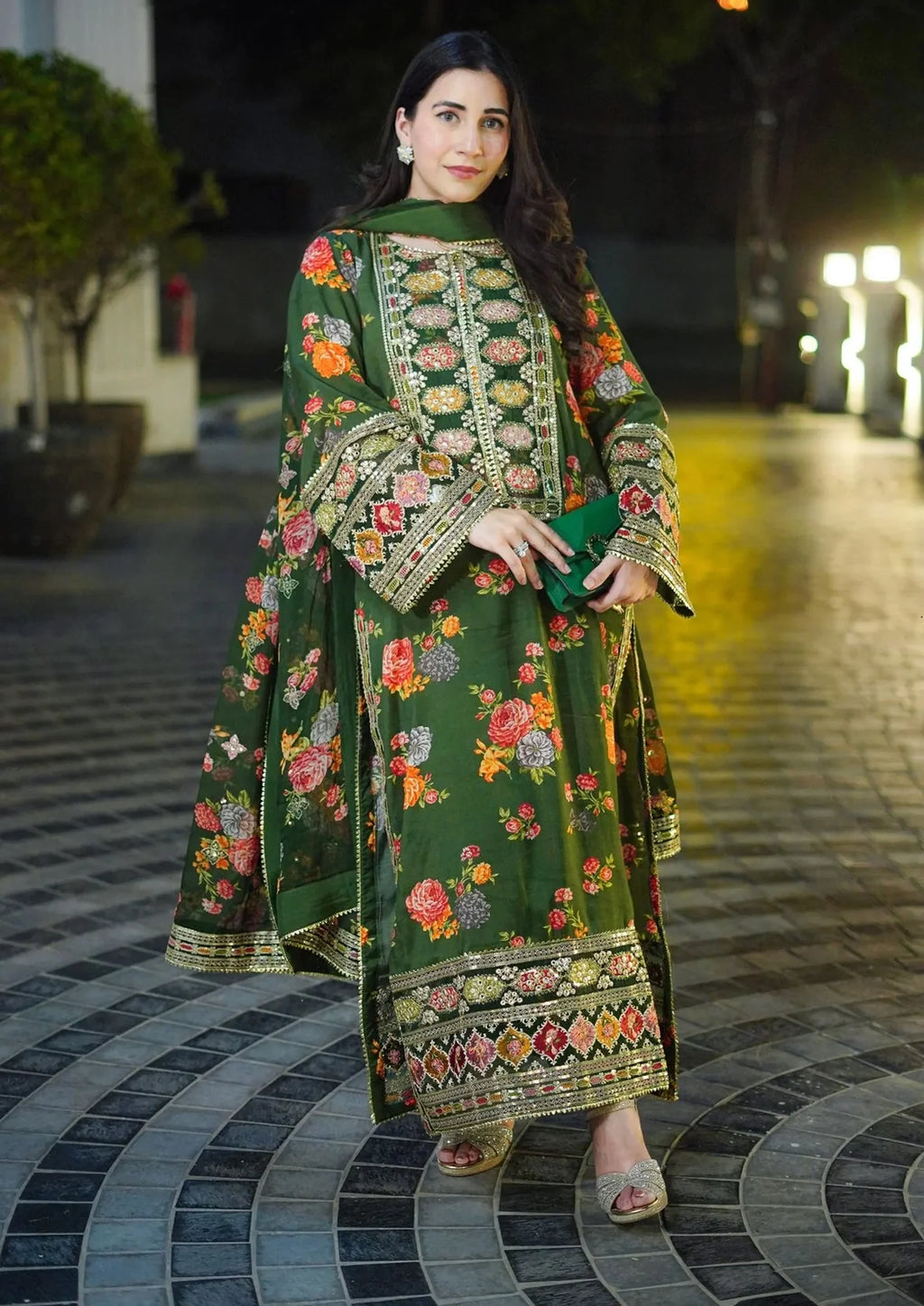 Aneela's Luxury Silk Emb Collection Digital Printed 3 Piece Unstitched