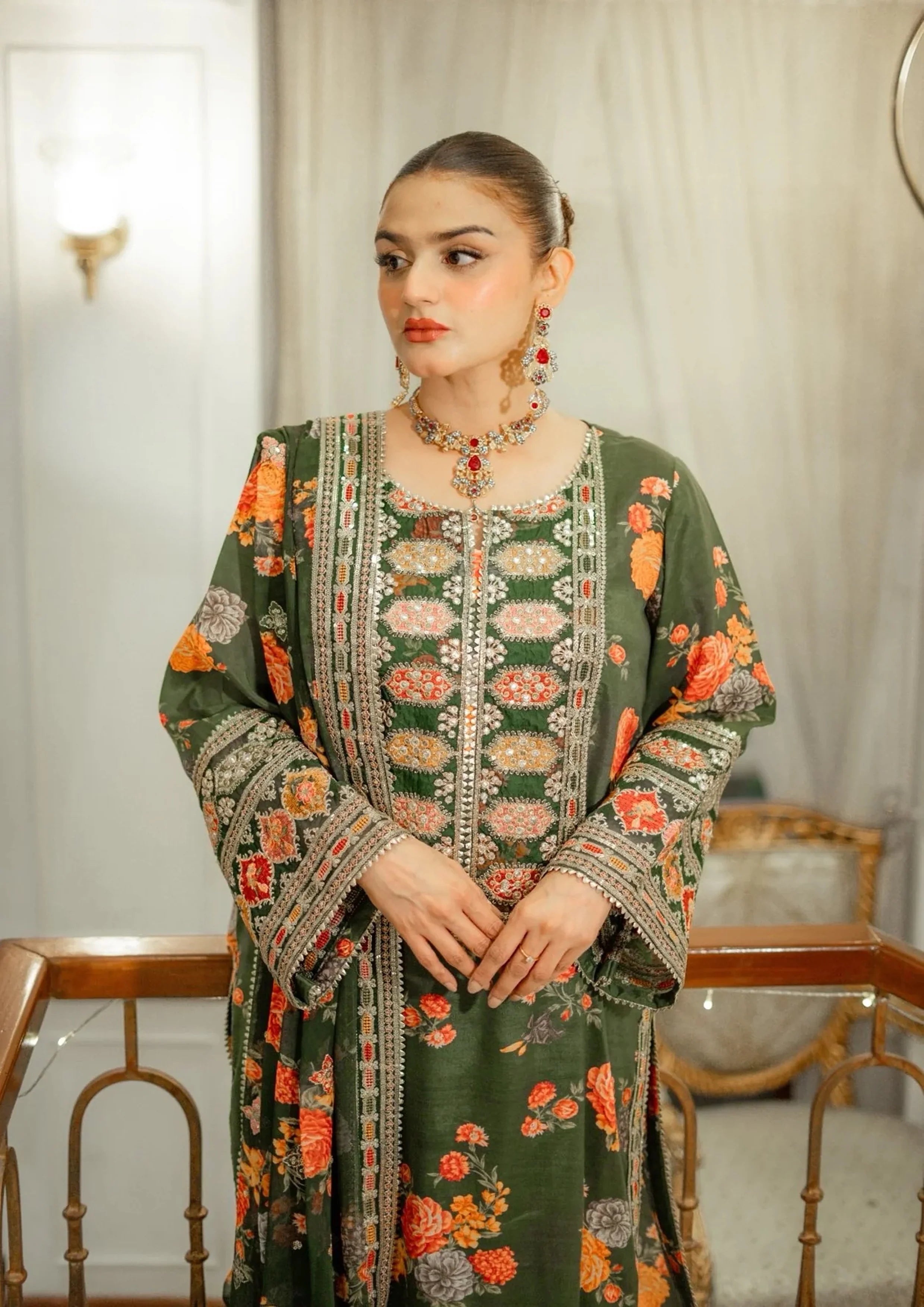 Aneela's Luxury Silk Emb Collection Digital Printed 3 Piece Unstitched