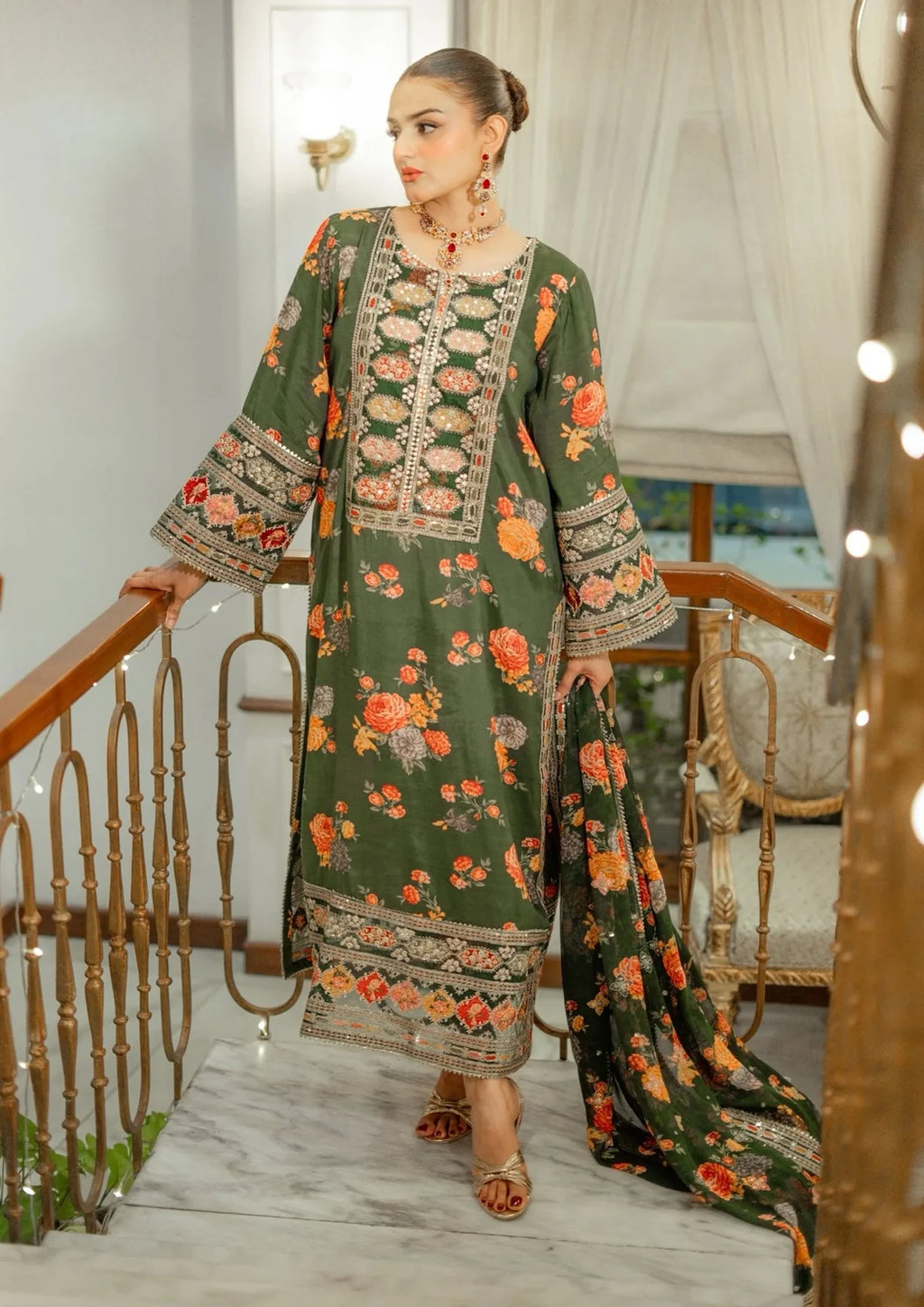Aneela's Luxury Silk Emb Collection Digital Printed 3 Piece Unstitched